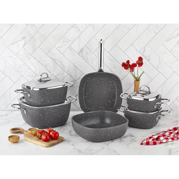 طقم حلل10مربع جرانيت سافلون رمادى يدستيل