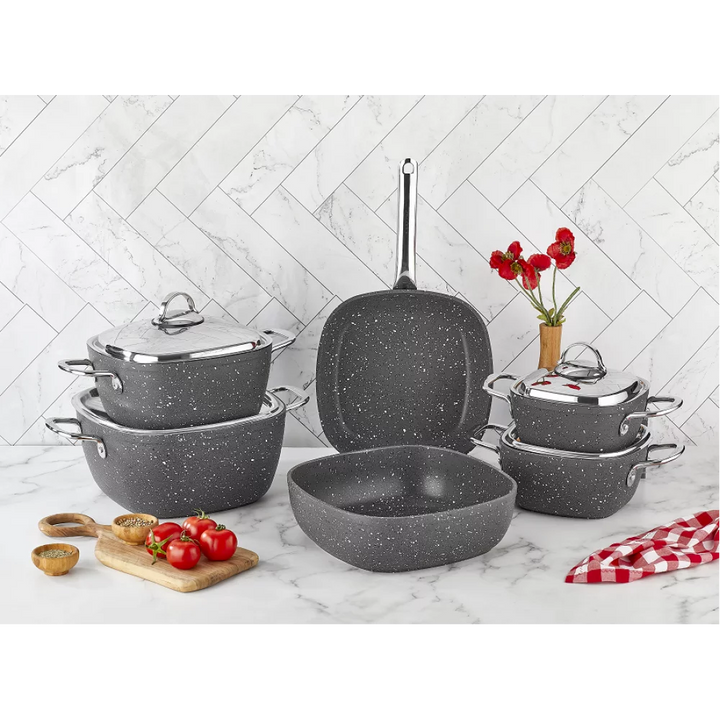 طقم حلل10مربع جرانيت سافلون رمادى يدستيل