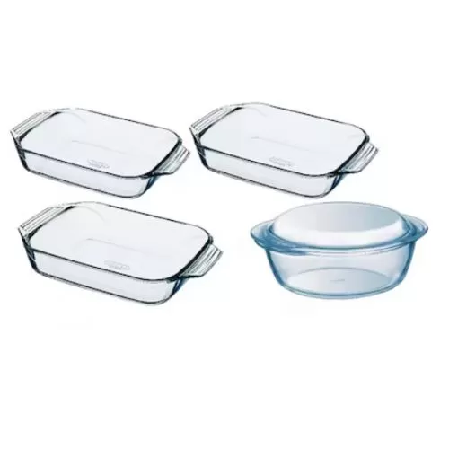 طقم3طاجن مستطيل+حلة بالغطا اوبتيموم بير