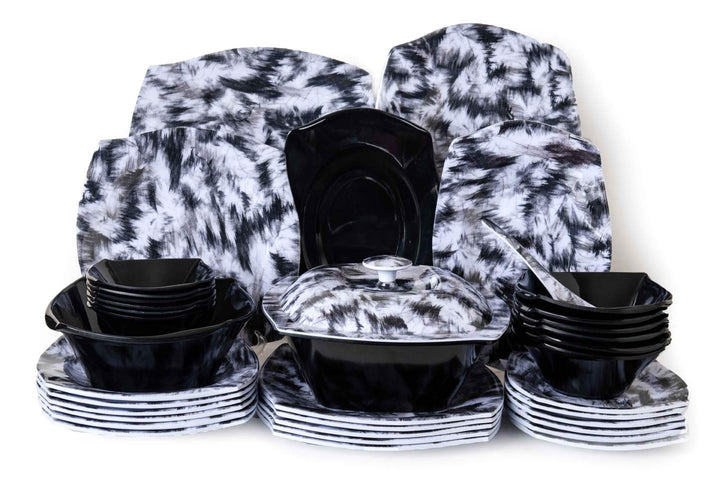 طقم ميلامين 38 ق مربع ريشة اسود