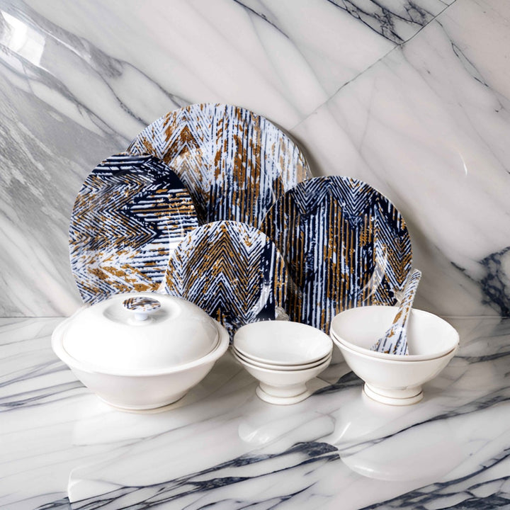 طقم ميلامين 38 ق مدور ترى ازرق * بنى