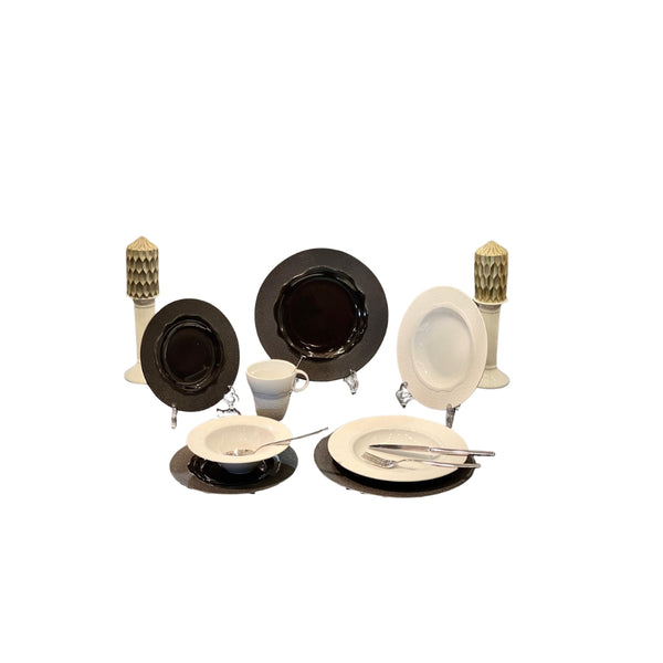 طقم عشاء 30 ق دويتو اسود * ابيض يخلي سفرتك تحفة وشكله أنيق جدًا، مناسب لكل بيت مصري.