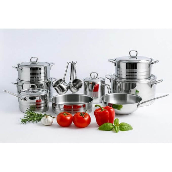 طقم حلل 17 ق استانلس نيو كلاسيك يد سيلفر