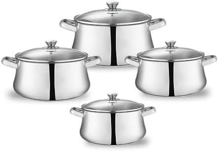 طقم حلل 8 ق استانلس غطاء زجاج