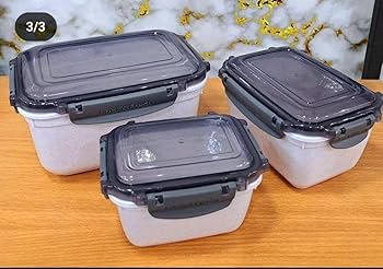 طقم حافظة طعام 3 ق مربع سوبر ليد اكسا