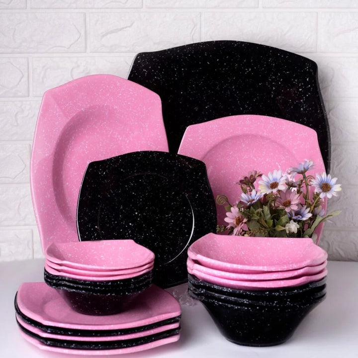 طقم ميلامين بيور 38 ق مربع روز×اسود