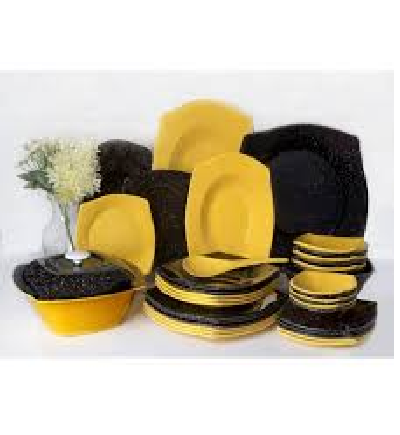 طقم ميلامين بيور 38 ق مربع اصفر×اسود