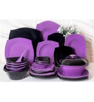 طقم ميلامين بيور 38 ق مربع موف×اسود