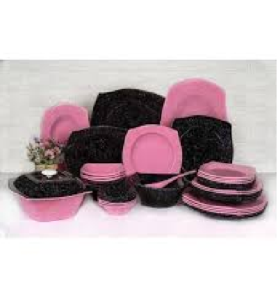 طقم ميلامين بيور 38 ق مربع روز×اسود